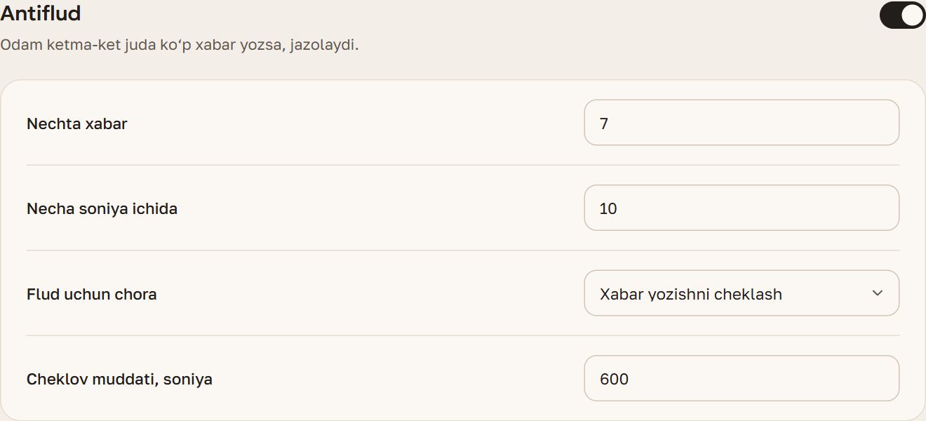 Paneldagi «Antiflud» bo‘limi